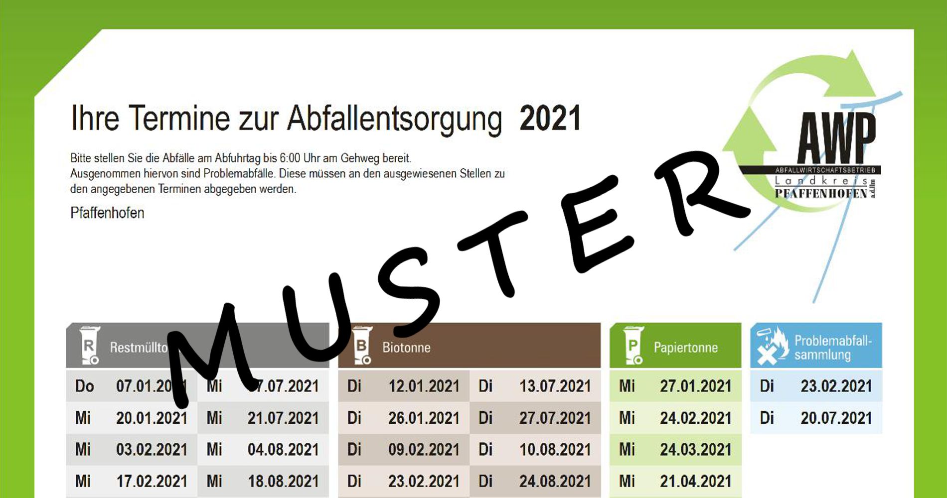 Abfuhrterminpläne für 2021 jetzt online